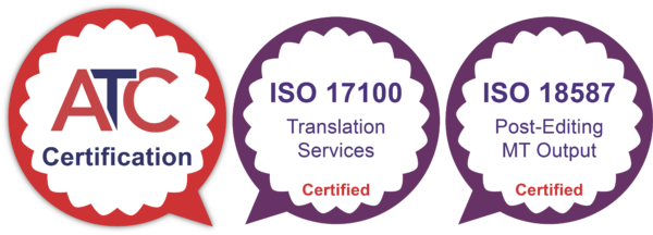 ISO certified, ISO 17100 certified, ISO 18587 certified