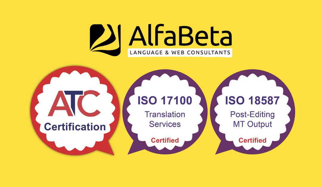 AlfaBeta ottiene doppia certificazione ISO per i servizi di traduzione e di post-editing